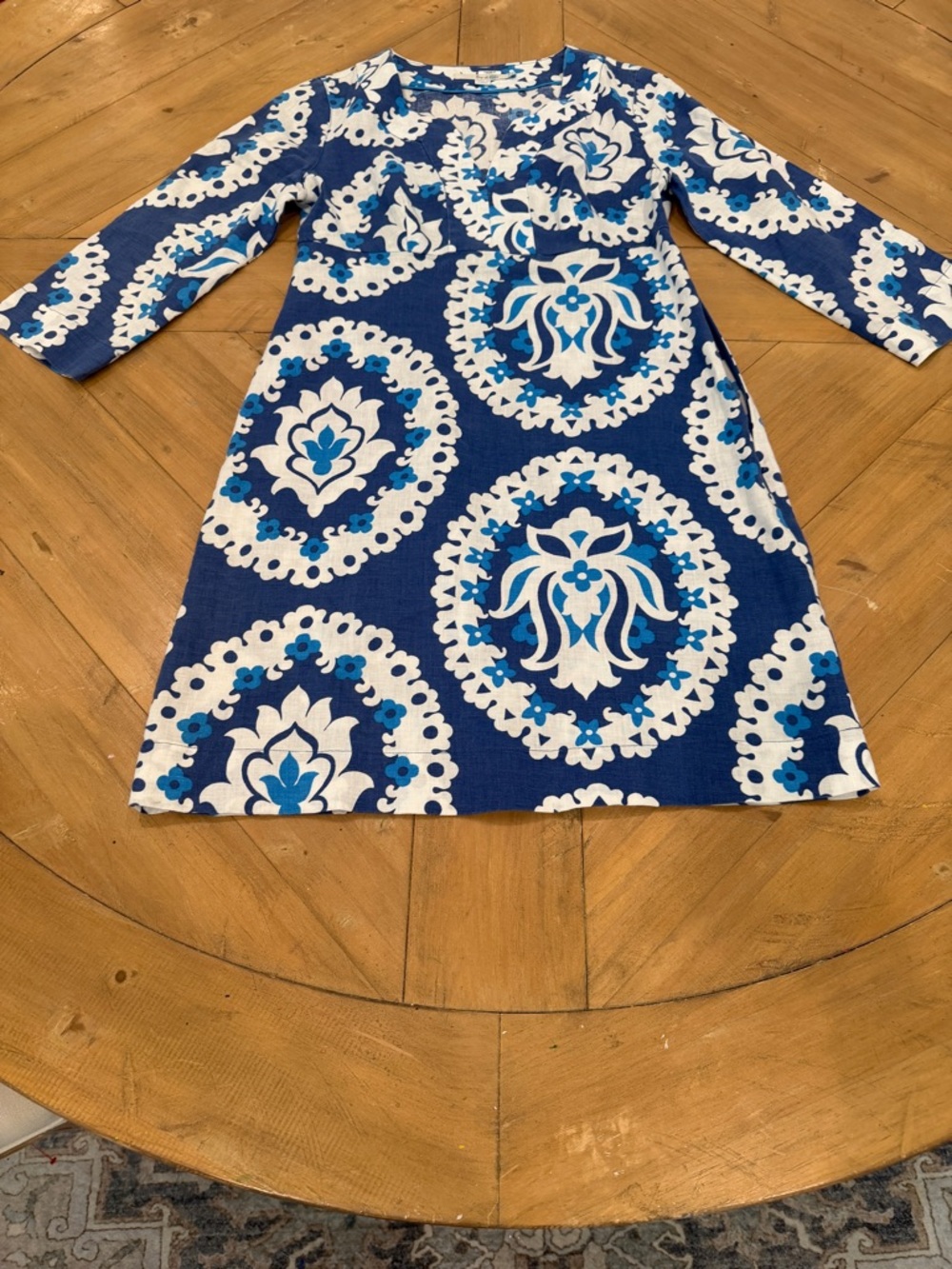 Boden Blue and White Medallion Print A-Line Dress